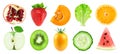 Collection of fruits and vegetables isolated on white background. Fresh food Royalty Free Stock Photo