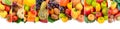 Collection fruits and vegetables isolated on white background. Panoramic collage. Wide photo with free space for text Royalty Free Stock Photo