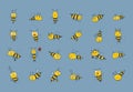 Collection of funny Bee characters isolated on white. Icons set for your design. Royalty Free Stock Photo