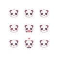 Collection of funny cute panda emoticon characters in different emotions. Illustration