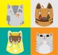 Collection of funny dogs and cats. Vector colorful pattern Royalty Free Stock Photo
