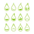 Collection of a funny drops symbols, emotions. Royalty Free Stock Photo