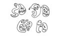 Collection of funny worms with speech bubble