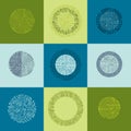 Collection of futuristic cybernetic schemes with multidirectional arrows, vector motherboards. Circular elements with circuit boa