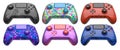 Collection of gaming controllers isolated on white background with clipping path Royalty Free Stock Photo