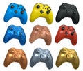 Collection of gaming controllers isolated on white background with clipping path Royalty Free Stock Photo