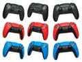 Collection of gaming controllers isolated on white background with clipping path Royalty Free Stock Photo