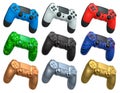 Collection of gaming controllers isolated on white background with clipping path Royalty Free Stock Photo