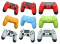 Collection of gaming controllers isolated on white background with clipping path Royalty Free Stock Photo