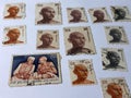 Collection of gandhiji stamps Royalty Free Stock Photo