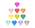 Collection of gemstones in different colors. Diamond icon. Jewel, jewelry