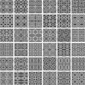 A collection of 36 geometric greyscale monochromatic seamless patterns made of rounded square shapes, vector illustration Royalty Free Stock Photo