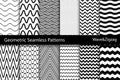 Collection of geometric seamless patterns. Wave, zigzag texture.