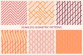 Collection of geometric seamless striped patterns. Vector colorful linear backgrounds Royalty Free Stock Photo