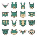 Collection of geometrical animal heads. Vector illustration decorative design Royalty Free Stock Photo