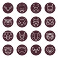 Collection of geometrical animal heads. Vector illustration decorative design