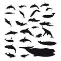 Collection of giant fish silhouette set