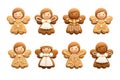 Collection of Gingerbread Angel on transparent background