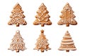 Collection of Gingerbread Christmas tree on transparent background