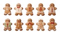 Collection of Gingerbread People on transparent background