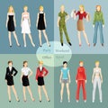 Collection of girl in different clothes.