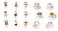 collection glass cap with coffee isolated