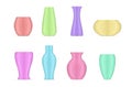 Collection glass colored vases different shape realistic vector illustration design decor elements