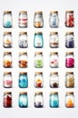 A collection of glass jars filled with different types of food. Ideal for food-related projects and designs Royalty Free Stock Photo