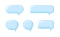 Collection glossy blue 3D speech bubbles in different geometric shapes Royalty Free Stock Photo