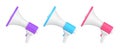 Collection glossy loudspeaker for promotion public announcement megaphone speech loud 3d icon