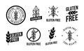 Collection gluten free seals. Various black and white designs, can be used as stamps, seals, badges, for packaging etc