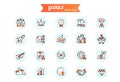 A collection of Goal Setting Icons with hand-drawn touche. Various concepts Objectives, Aspirations, Targets, Ambitions.