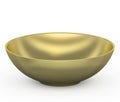 Collection of gold objects. Golden Empty rice bowl, isolated white background. 3D Illustration.