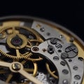 Collection of gold objects. Watch mechanism isolated on black background Royalty Free Stock Photo