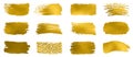 Collection of gold paint, brush strokes Ã¢â¬â for stock Royalty Free Stock Photo