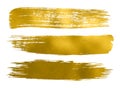 Collection of gold paint, brush strokes Ã¢â¬â vector Royalty Free Stock Photo