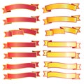 Collection of gold and red ribbons on a white background Royalty Free Stock Photo