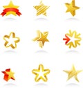Collection of gold star icons, vector Royalty Free Stock Photo