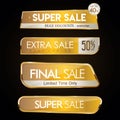 Collection of gold and white sale and premium quality badge and labels Royalty Free Stock Photo