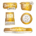 Collection of gold and white sale and premium quality badge and labels Royalty Free Stock Photo