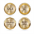 Collection of golden badges and labels retro super sale style Royalty Free Stock Photo