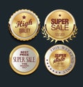 Collection of golden badges labels and tags Royalty Free Stock Photo