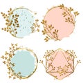 Collection of golden bohemian geometric frames in floral style