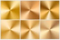Collection of golden conic gradients Royalty Free Stock Photo