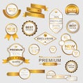 Collection of golden premium promo seals/stickers.