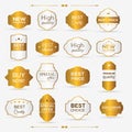 Collection of golden premium promo seals/stickers.