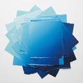 Collection of gradient blue papers arranged in a layered stack on a white Royalty Free Stock Photo