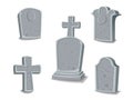 Collection of gravestones. Concept cartoon gravestone in different. Halloween elements set. Vector clipart illustration isolated