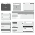A collection of grayscale user interface elements, featuring various layout designs. Royalty Free Stock Photo