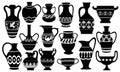 Collection of greek pots ancient pottery ceramic vases silhouettes